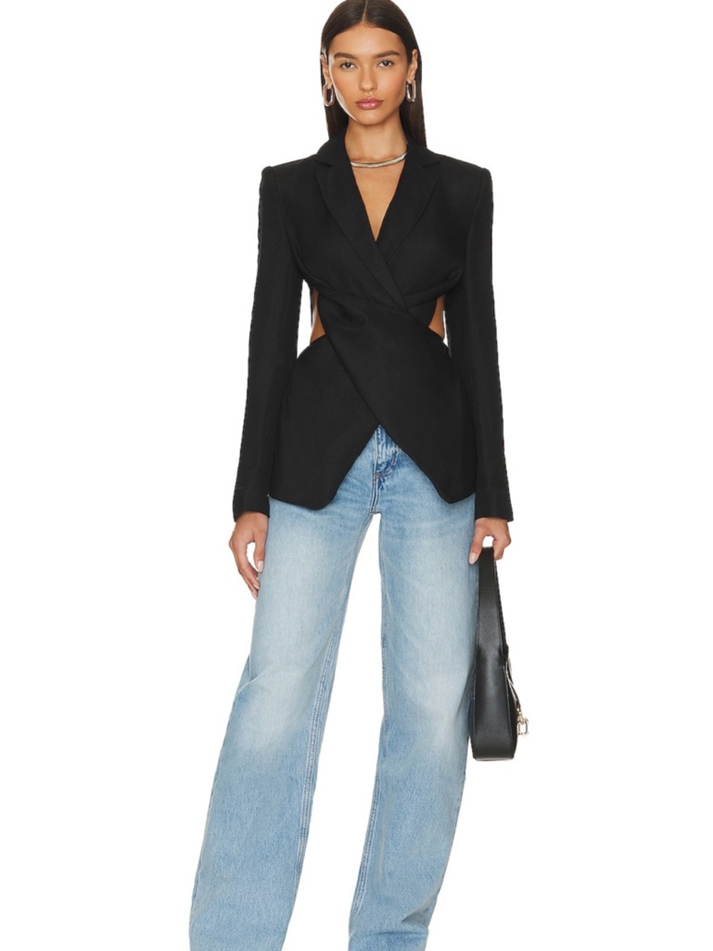 L'Academie Black Tailored Cutout Blazer